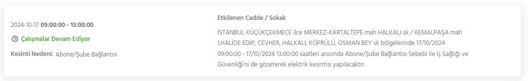 İstanbul'da bu gece yarısından itibaren 19 ilçede elektrik kesintileri yaşanacak 26